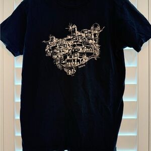 Navy T-Shirt with Santorini Greece Graphic